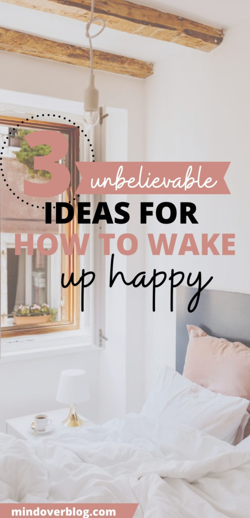 pinterest image for how to wake up happier picture of a bed