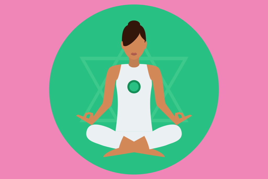 Cartoon image woman in lotus.