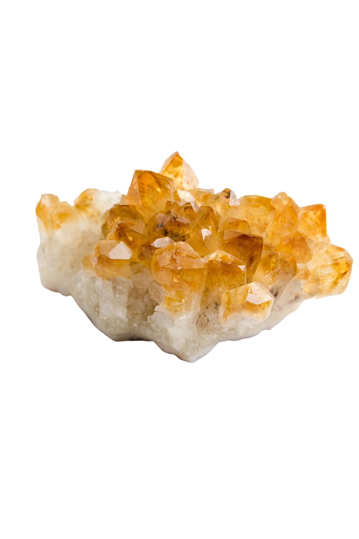 Citrine crystal with white background.