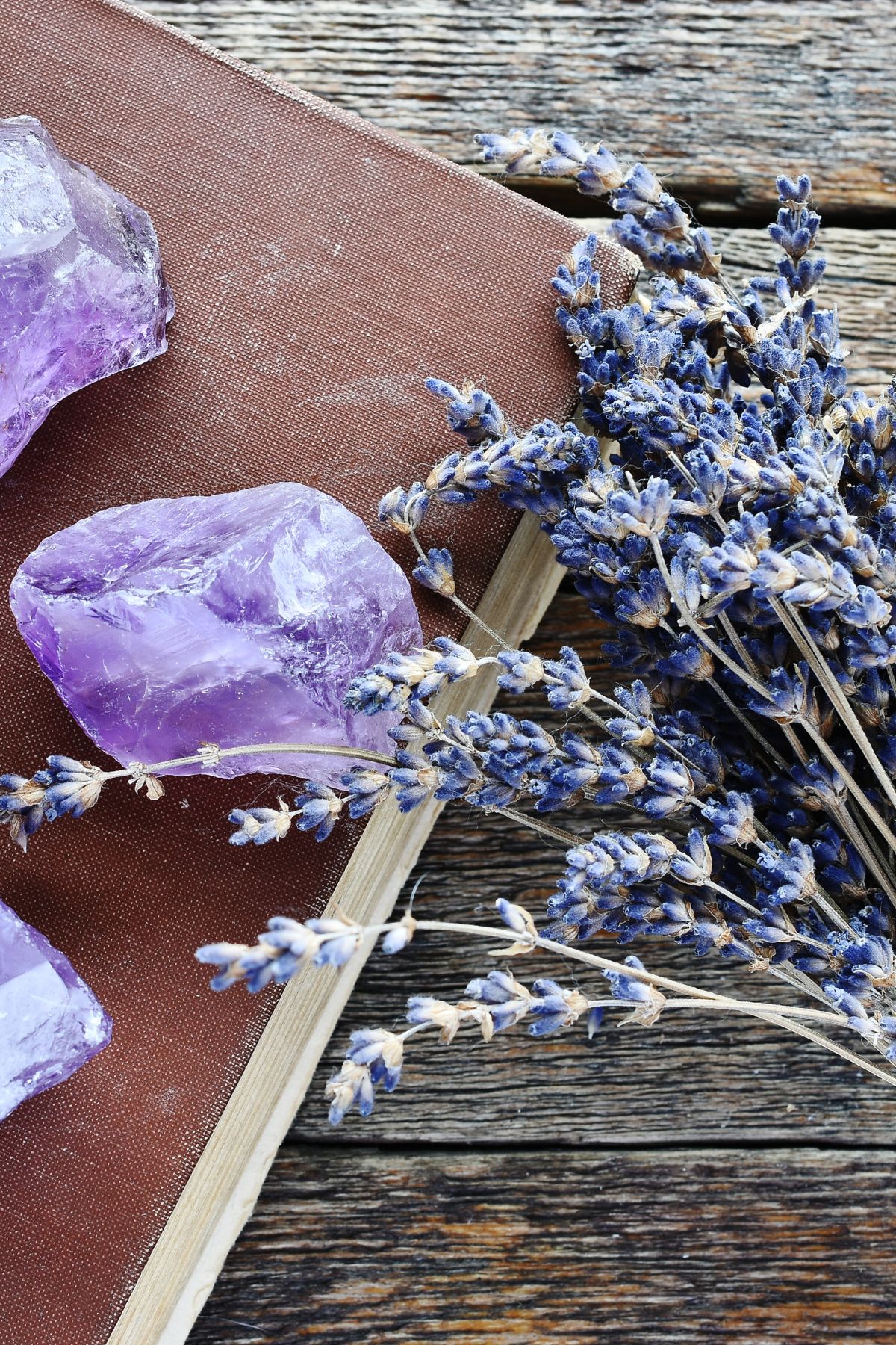Lavender bundle with cyrstals.