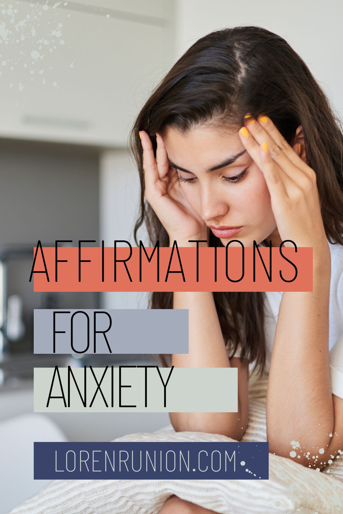 A woman looking stressed out with her head in her hands.