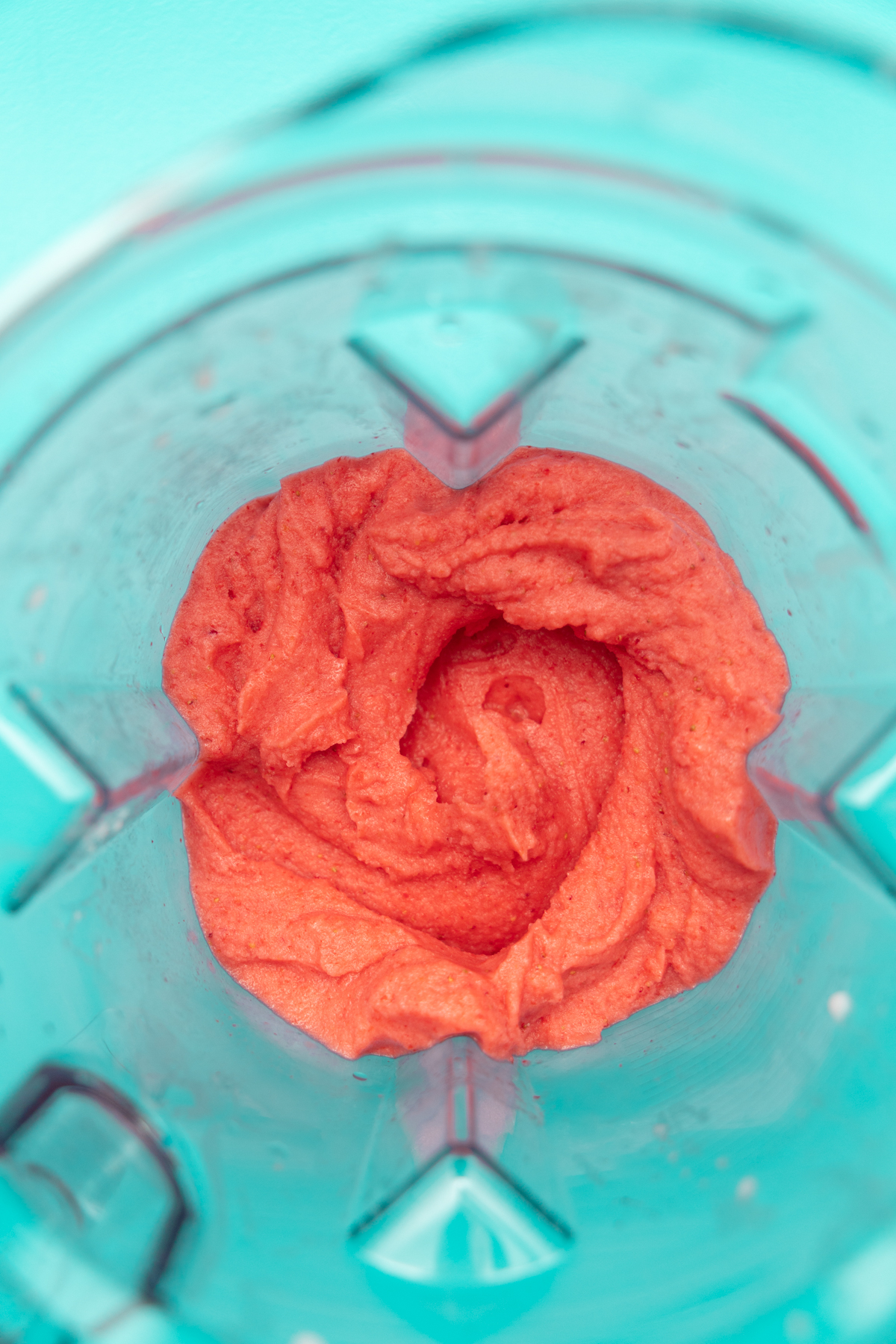 Blended smoothie bowl in the blender.