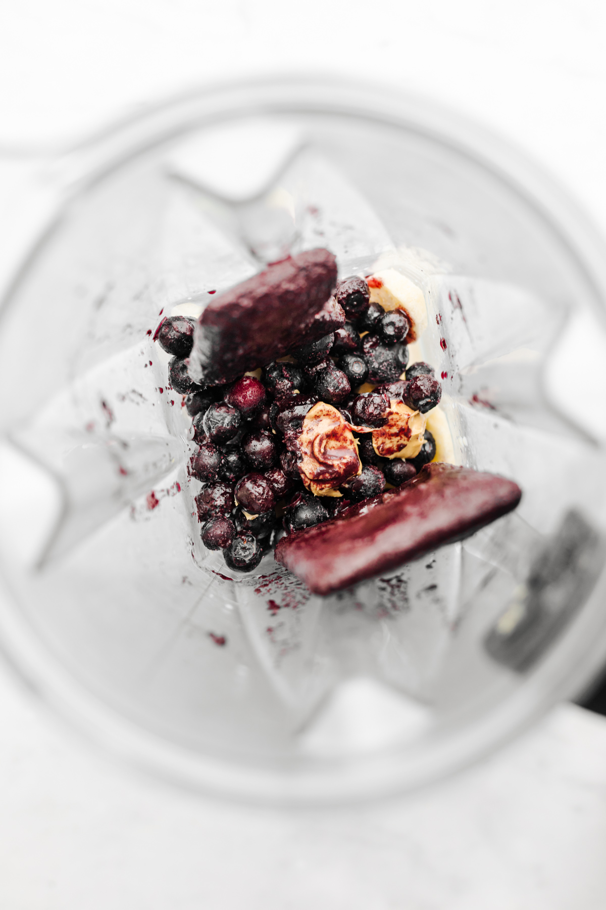 Ingredients in the blender before blending.