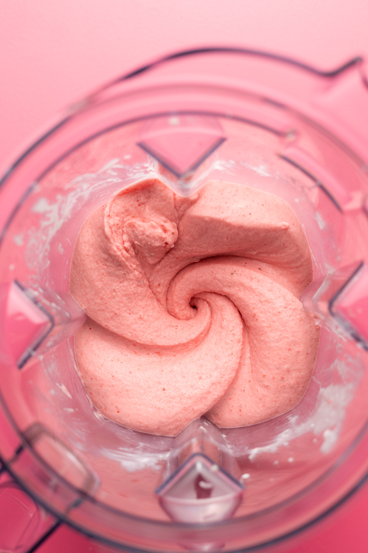 Smoothie bowl finished blending in blender.