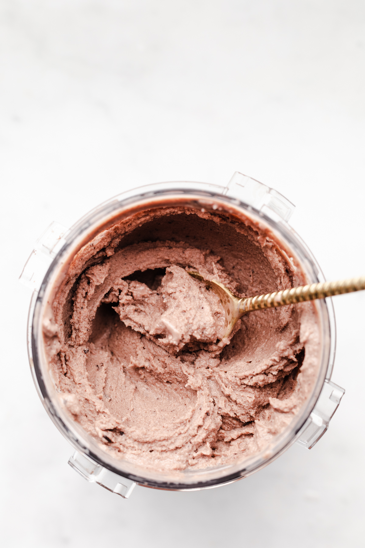 Chocolate Mint Creami Ice cream after final mix in.